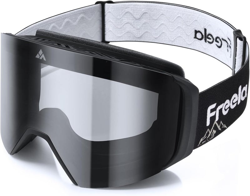 Freela Ski Goggles- Frameless, Magnetic OTG Snow Goggles Interchangeable Lens UV400 Protection Anti-Fog for Adult Men Women - Image 1
